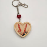 Baseball heart shaker keychain filled with oil and floating charms