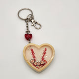 Baseball heart shaker keychain filled with oil and floating charms