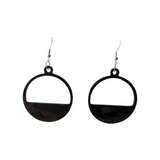 Half circle resin dangle earrings with gold hypoallergenic hooks