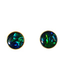 Limited edition 12mm dichroic stud earrings sealed in resin on stainless steel posts