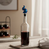 Color-shifting blue to purple tentacle wine stopper with stainless-steel base, handcrafted