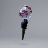 Handmade clear floral resin wine stopper with real dried flowers by Blue Bourbon Designs