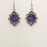 Druzy flower earrings with 12mm center on stainless steel hooks