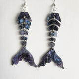 Segmented mermaid tail acrylic dangle earrings with articulated movement