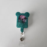 Fun handmade shaker badge reel shaped like a bear popsicle