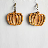 Resin-filled pumpkin earrings, handmade fall jewelry