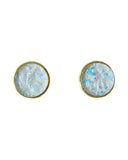 Limited edition 12mm dichroic stud earrings sealed in resin on stainless steel posts