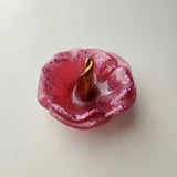 Handmade pink resin hibiscus flower ring holder by Blue Bourbon Designs