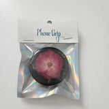 Handmade resin phone grip with real dried flowers by Blue Bourbon Designs