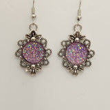 Druzy flower earrings with 12mm center on stainless steel hooks