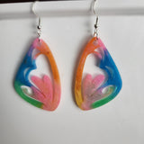 Large resin butterfly wing dangle earrings with stainless steel hooks, unique colors and glitter