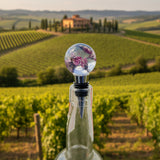 Handmade clear floral resin wine stopper with real dried flowers by Blue Bourbon Designs