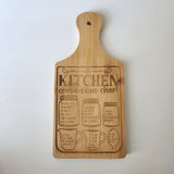 Laser engraved wooden Kitchen Conversion mini charcuterie board by Blue Bourbon Designs.