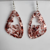 Large resin butterfly wing dangle earrings with stainless steel hooks, unique colors and glitter