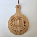 Laser engraved wooden Kitchen Conversion mini charcuterie board by Blue Bourbon Designs.