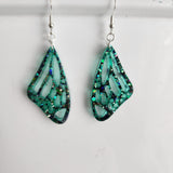 Small butterfly wing resin dangle earrings on stainless steel hooks