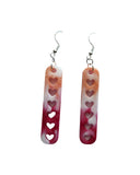 Resin dangle heart earrings on stainless steel hooks in multiple colors