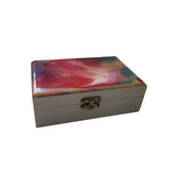 Unique handmade resin-topped wooden keepsake box by Blue Bourbon Designs