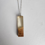 Wood burl and clear resin necklace on sterling silver chain
