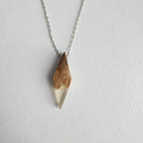 Wood burl and clear resin necklace on sterling silver chain