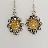 Druzy flower earrings with 12mm center on stainless steel hooks
