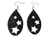 Star teardrop resin earrings on stainless steel hooks in multiple colors