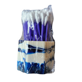One-of-a-kind blue and white resin bathroom organizer with cotton swabs included