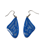 Small butterfly wing resin dangle earrings on stainless steel hooks
