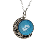 Double-sided resin moon necklace on stainless steel chain