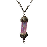 A bronze-colored pendant tube necklace with a matching chain.