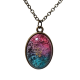 domed resin finish on brass colored chain