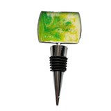 Unique handcrafted rectangle wine stopper with fluid abstract design