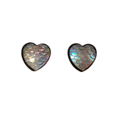 Mermaid scale and dragon scale heart earrings with color-shifting cabochons on stainless steel posts